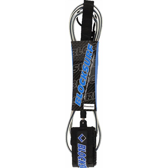 Block Powerline Surfboard Leashes Clear / Black - 7'