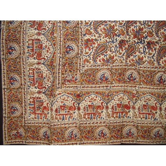 Block Print Indian Tapestry Cotton Spread 108" x 88" Full/Queen
