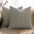 thumbnail image 1 of Block Print Pillow Covers 18x18 Inch Set of 2, Vintage Floral Throw Pillow Cases Neutral Linen Farmhouse Cushion Covers for Couch Sofa Bed Chair Living Room Summer, Sage Green, 1 of 6