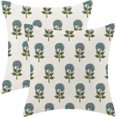thumbnail image 1 of Block Print Pillow Covers 18x18 Pack of 2 Green Blue Floral Throw Pillow Covers Outdoor Decoration,Boho Decorative Flower Pillowcase Farmhouse Decorative Linen Cushion Case for Home Couch Sofa, 1 of 5