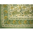 thumbnail image 1 of Block Print Rajasthan Paisley Cotton Tablecloth 90" x 60" Green, 1 of 2