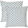 thumbnail image 1 of Block Print Throw Pillow Covers 18x18 Inch Set of 2 Vintage Floral Brown Outdoor Rustic Farmhouse Spring Fall Cottage Decorations Decorative Pillow Cases for Home Bed Living Room Couch Decor, 1 of 6