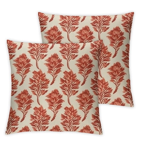 Block Print Throw Pillow Covers Vintage Orange Floral Boho Outdoor Fall Winter Farmhouse Decorations Decorative Throw Pillows Cases for Home Bed Living Room Couch Decor