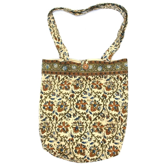 Block Printed Cotton Kalamkari College Tote Bag 15 x 15