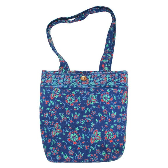 Block Printed Cotton Quilted Napthol Structured Tote Bag 14 x 14