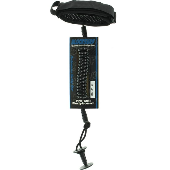 Block Pro Coiled Bicept Bodyboard Leash Medium Black