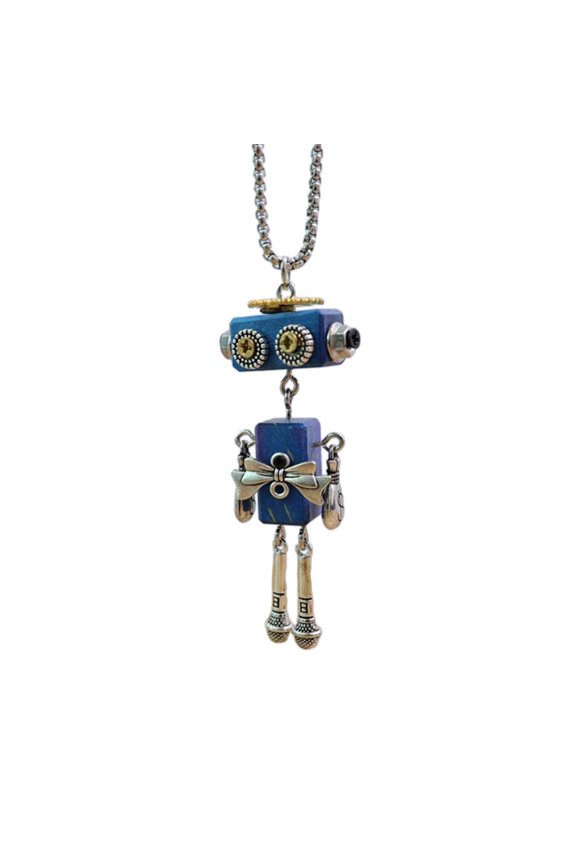 Block Robot Pendant Necklace Adjustable Length Punk Neckchain Stylish Leather Cord Accessory Fade Resistant Chokers