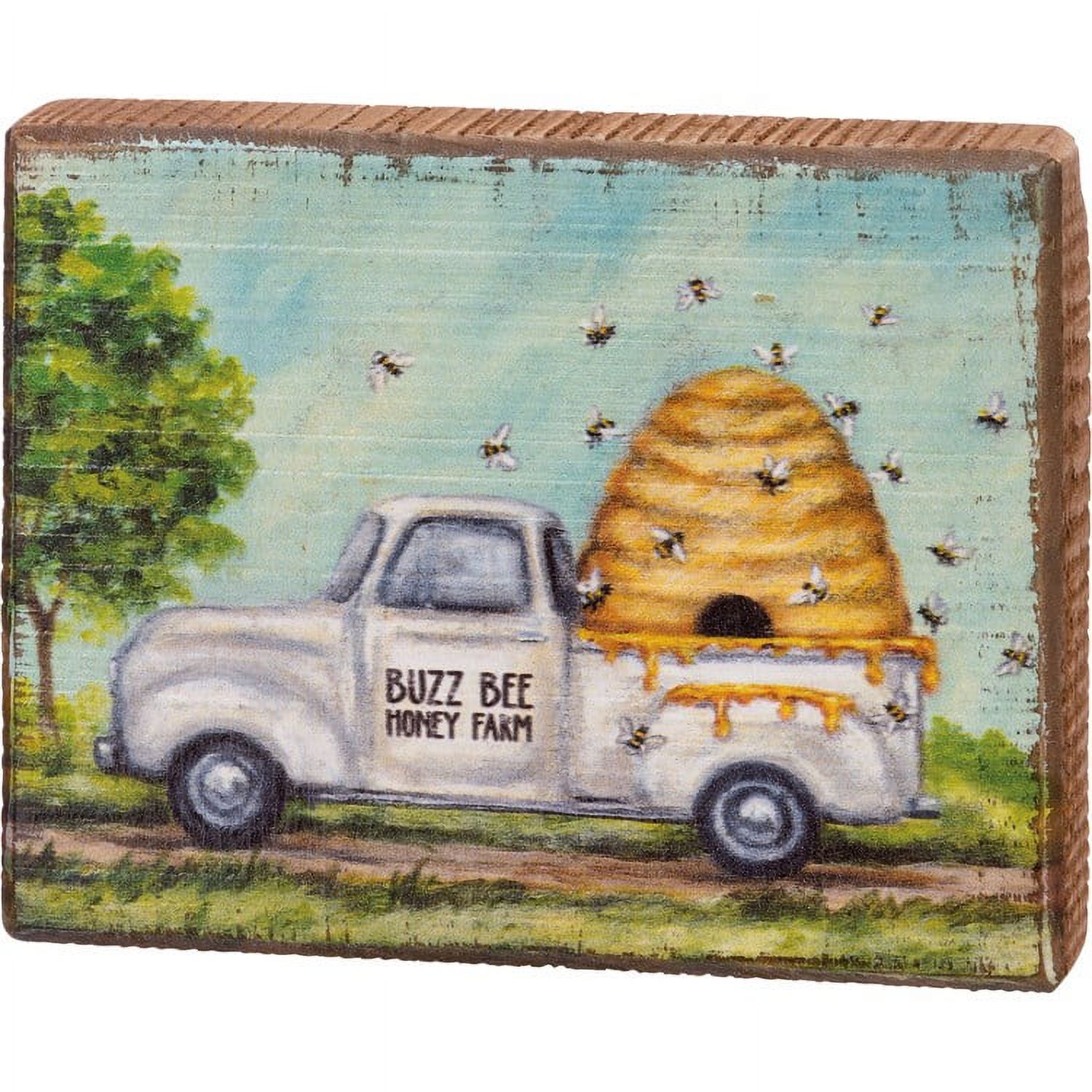 Bee Block Sign Block Sign - Bees Buzz Bee Honey Farm - Walmart.com