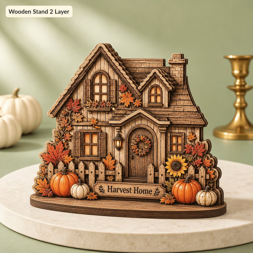 Block Sign Personalized Autumn House Wooden Shelf Sitter Family Gift ...