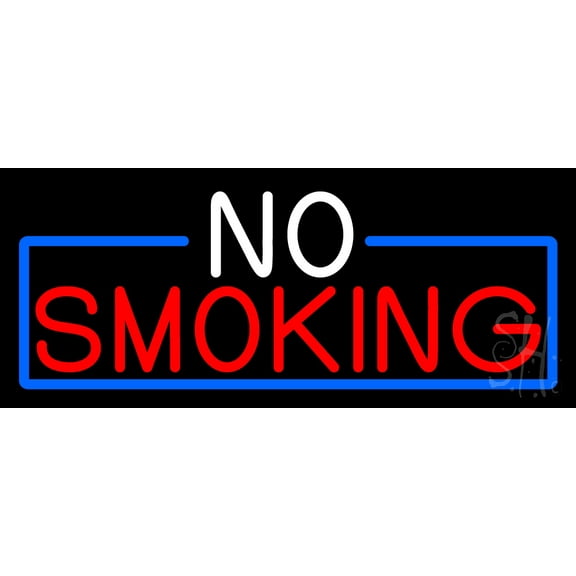 Block No Smoking LED Neon Sign 6 x 15 - inches, Clear Edge Cut Acrylic Backing, with Dimmer - Bright and Premium built indoor LED Neon Sign for Bar decor.