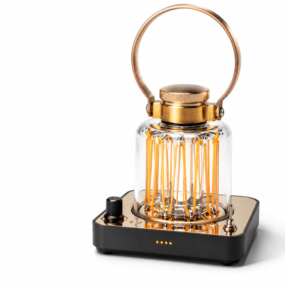 Block Tower Rechargeable LED Camping Lantern with Adjustable Brightness and Copper Finish