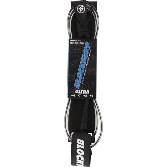 Block Ultra Surfboard Leashes Black / Clear Black - 6'
