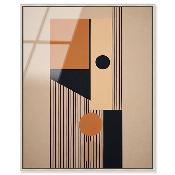 Block of Memories Framed High-Gloss Acrylic Glass Wall Art Modern Midcentury by Art Remedy, Silver Frame, 30 x 36