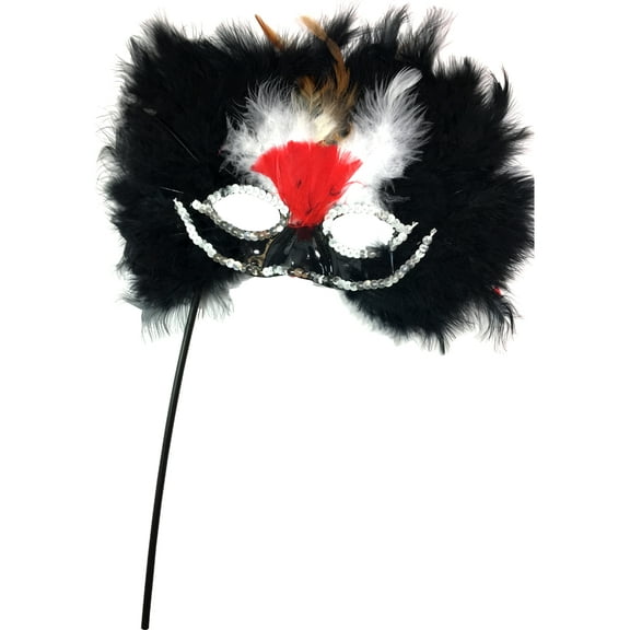 BlockBuster Costumes Black And Red Feathered Bird Masquerade Mask Costume Accessory