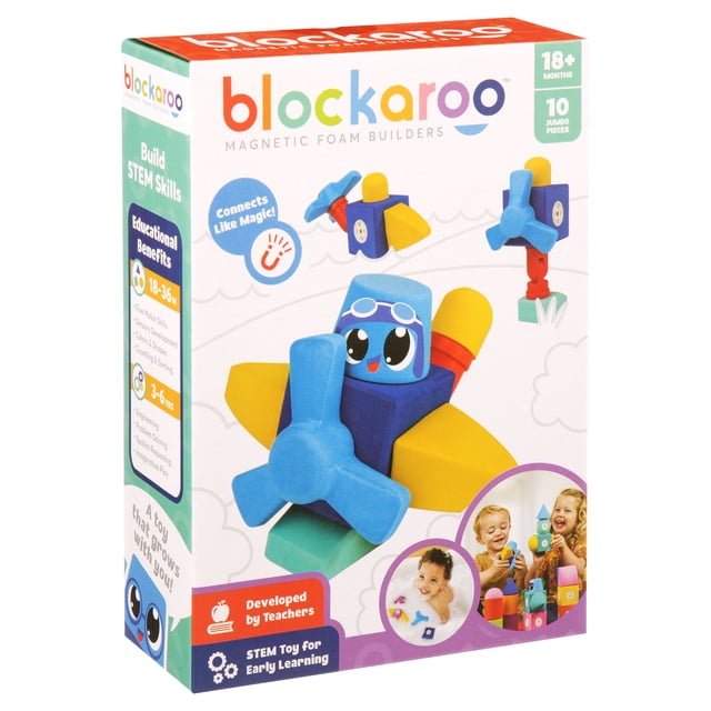 Blockaroo Builders Plane Building Blocks Bath Toy, STEM Toy for Kids ...