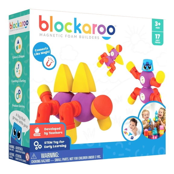 Blockaroo Magnetic Foam Bath Blocks for Toddlers – Critter STEM Building Set for Kids Ages 3–6