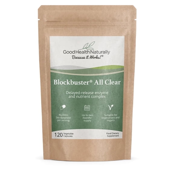 Blockbuster AllClear Refill Pouch - 120 Capsules | with Serrapeptase, Nattokinase - Delayed Release