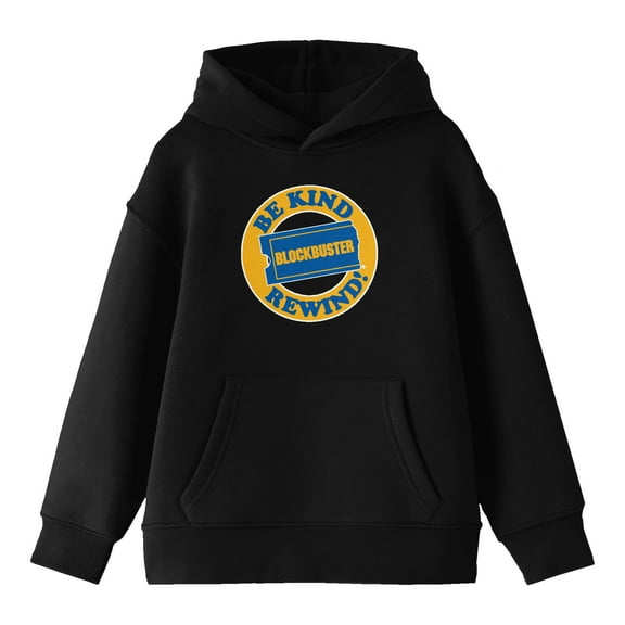 Blockbuster Be Kind, Rewind Circular Logo Youth Black Hoodie-XL