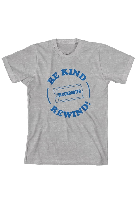 Blockbuster Be Kind, Rewind Junior's Gray Short Sleeve Tee Shirt-S