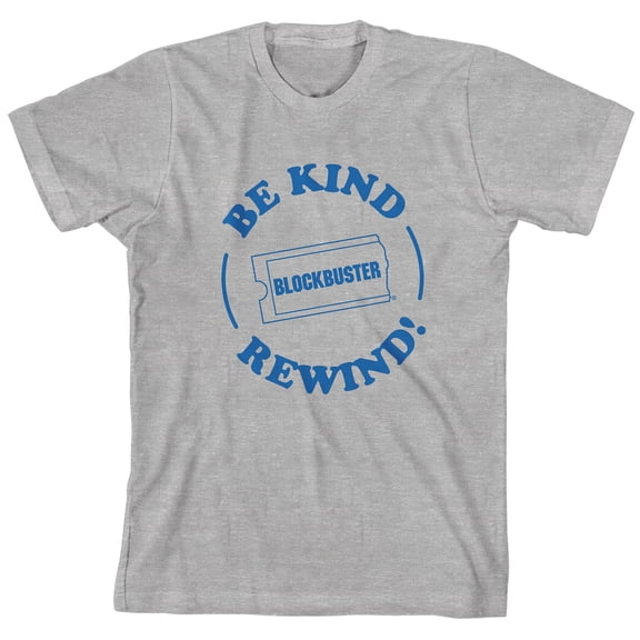 Blockbuster Be Kind, Rewind Junior's Gray Short Sleeve Tee Shirt-S