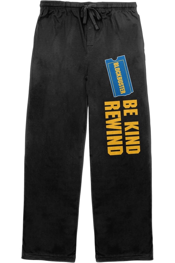 Blockbuster Be Kind Rewind Men's Black Drawstring Sleep Pajama Pants-Small
