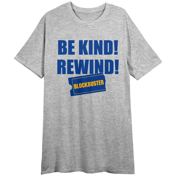 Blockbuster Be Kind Rewind Women's Heather Gray Graphic Night Shirt -Medium