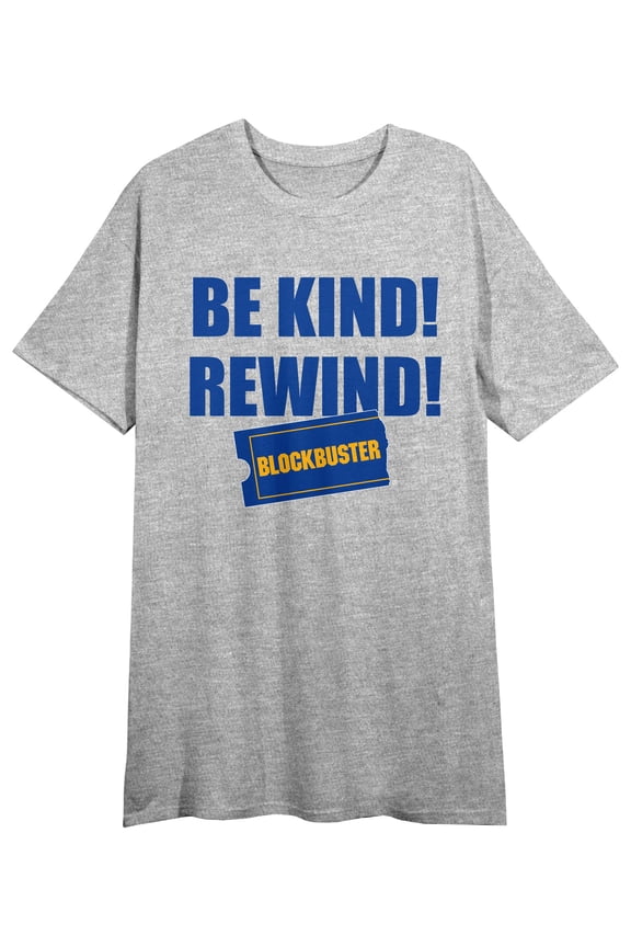 Blockbuster Be Kind Rewind Women's Heather Gray Graphic Night Shirt -Small
