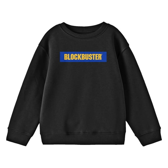 Blockbuster Logo with Blue Background Junior's Black Sweatshirt-Medium