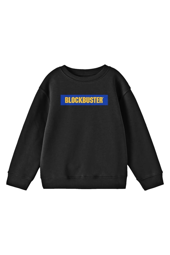 Blockbuster Logo with Blue Background Junior's Black Sweatshirt-Medium