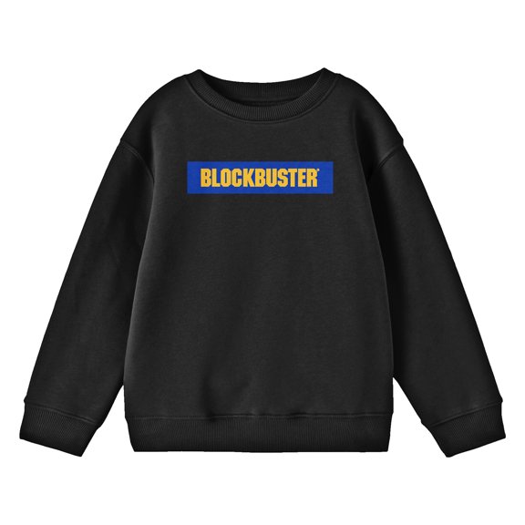 Blockbuster Logo with Blue Background Junior's Black Sweatshirt-XS