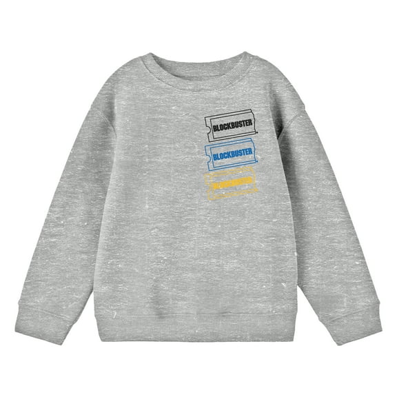 Blockbuster Logos on Left Chest Junior's Gray Sweatshirt-Medium