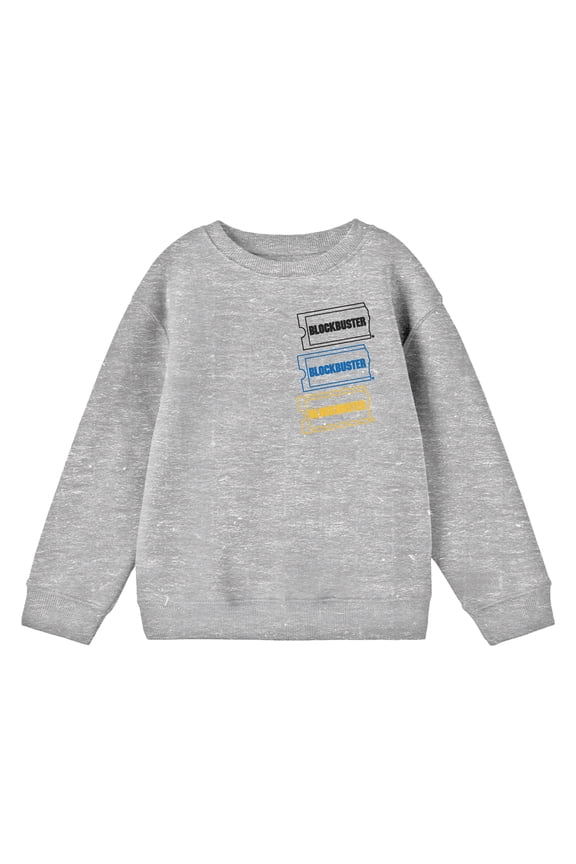 Blockbuster Logos on Left Chest Junior's Gray Sweatshirt-XS