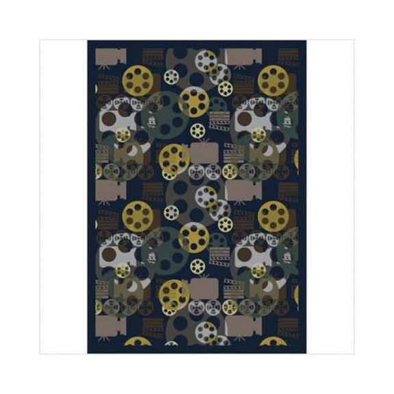Blockbuster Navy 7 ft.8 in. x 10 ft.9 in. WearOn Nylon Machine Tufted- Cut Pile Gaming and Entertainment Rug