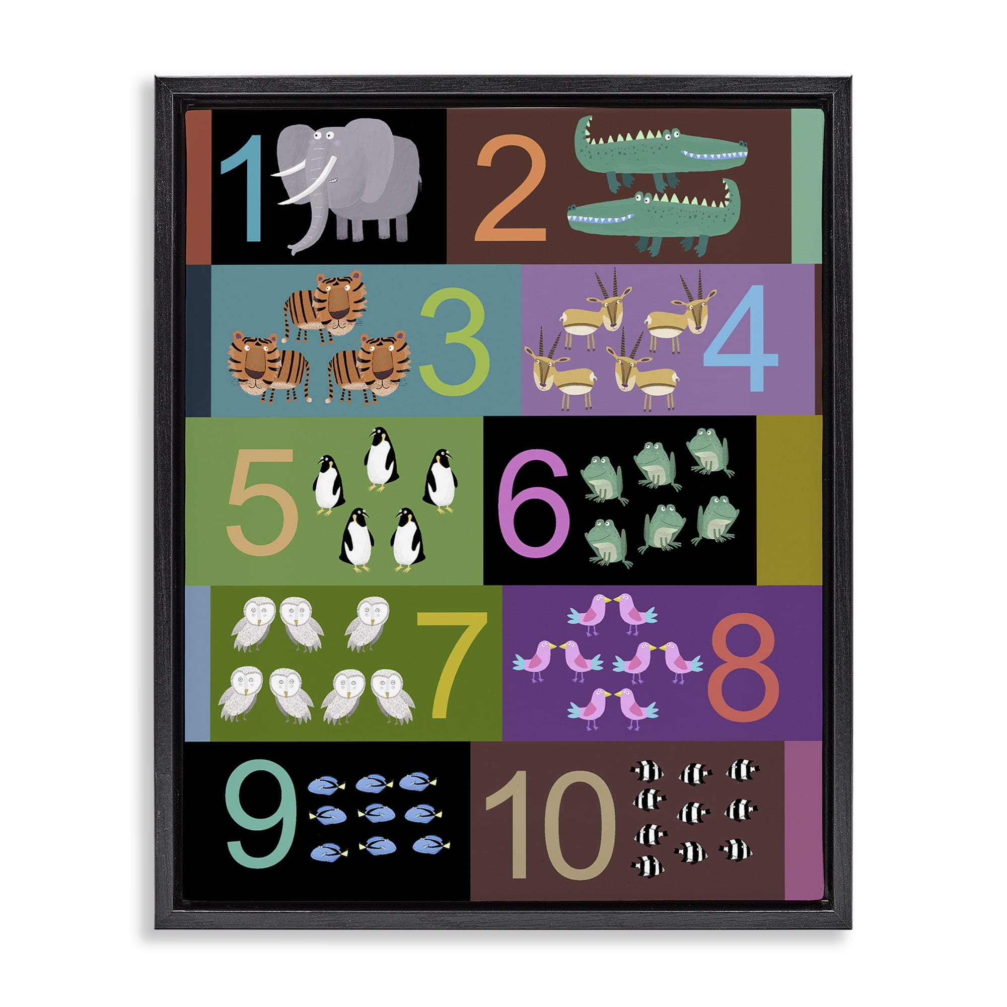 Blocked Kid's Educational Counting Black Framed Floater Canvas Wall Art, design by Carla Daly