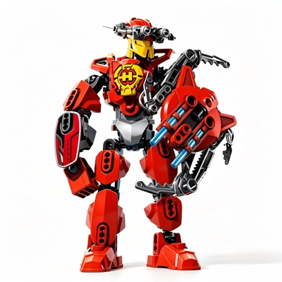 Blocker 2.0 Bionicle Flame Robot Building Kit, DIY Assembly Combined Mecha Action Figure with Movable Joints for Collection & Decoration