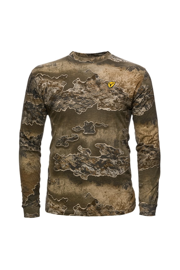 Shield Series Fused Cotton Long-Sleeve Shirt, Camo Hunting Clothes for Men (Realtree Excape, Large)