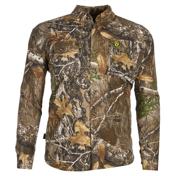 Blocker Outdoors Shield Series Long-Sleeve Fused Cotton Button-Up Shirt, Hunting Clothes for Men (Realtree Edge, 3X-Large)