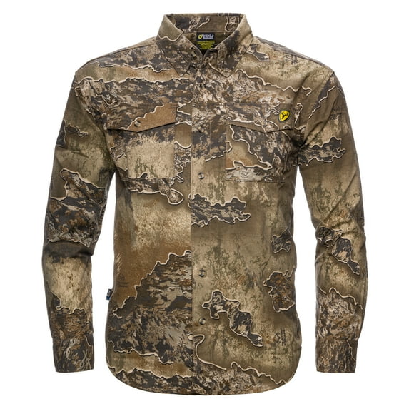 Blocker Outdoors Shield Series Long-Sleeve Fused Cotton Button-Up Shirt, Hunting Clothes for Men (Realtree Excape, Large)
