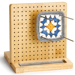 Crochet Blocking Board Wooden Blocking Board Sewing with Stainless Steel Rod Pins Hole Board Gifts Mother, Grandmothers for Beginners 31.5cmx31.5cm