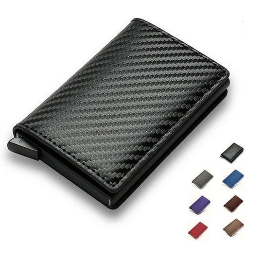 Blocking Credit Card Wallet Holder for Men, Slim Carbon Fiber Credit Card Holder Wallets with Multiple Card Slots and a Coin Pocket Slim and Durable Design, Blue