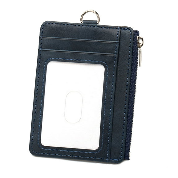 Blocking Zippered Badge Holder PU Leather Card Wallet with Slots and