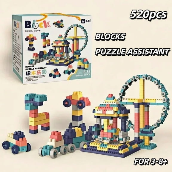 Blocks Puzzles Building Toy Set Gift Kids Creat Playing Kit Colorful Toddler Ages 3+