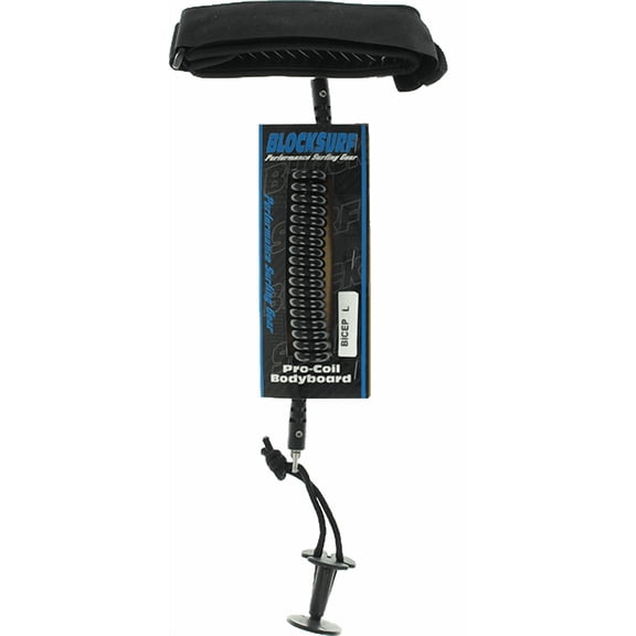 Blocksurf Pro Coiled Bicep Black Surfboard Leashes - Large