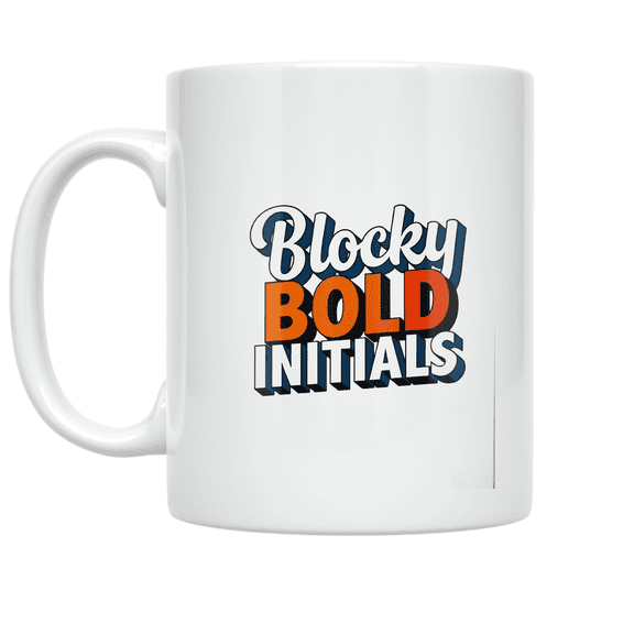 Blocky Bold Initials Design - Office Enthusiast - 11 oz Ceramic Coffee Mug