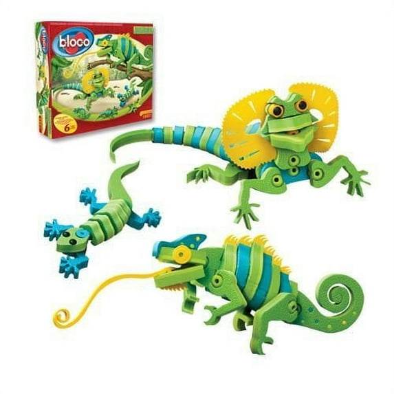 Bloco Toys Lizards & Chameleons | STEM Toy | Gecko, Reptiles Creatures | DIY Building Construction Set (192 Pieces)