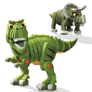 Bloco Toys T-Rex & Triceratops | STEM Toy | Jurassic Dinosaurs | DIY Building Construction Set 200 Pieces