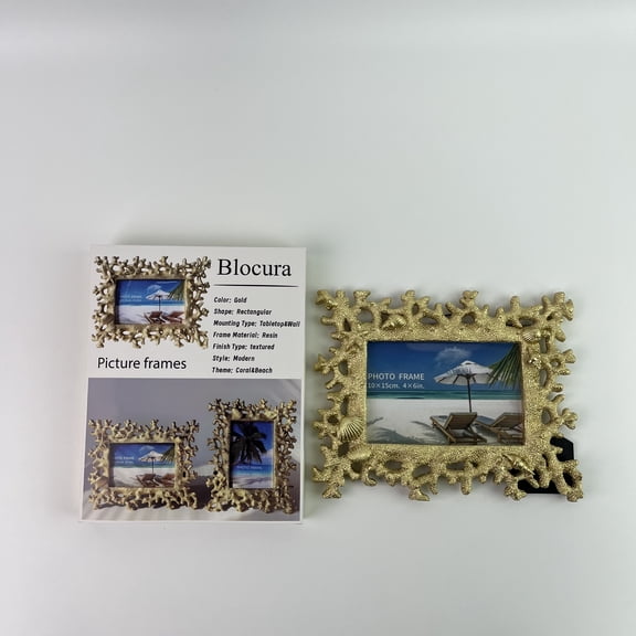 Blocura Picture frames,Gold Coral Photo Frame 4x6 Tabletop or Wall Display, Secure Packaging, Sturdy Back Support