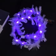 Bloderetu 50% off Clear! Luminous Feather Headdress Garland LED Luminous Angel Feather Garland Colorful