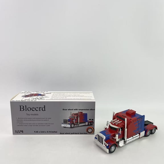 Bloecrd Toy models,Toy Semi Heavy Truck Model 1/24 Red Alloy Collectible Diecast Vehicles with Lights and Sounds