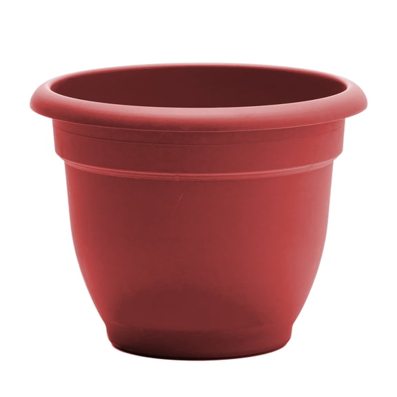 Bloem Ariana 10" Burnt Red Round Self-Watering Resin Planter Pot - Rolled Rim Indoor and Outdoor Gardening Planter